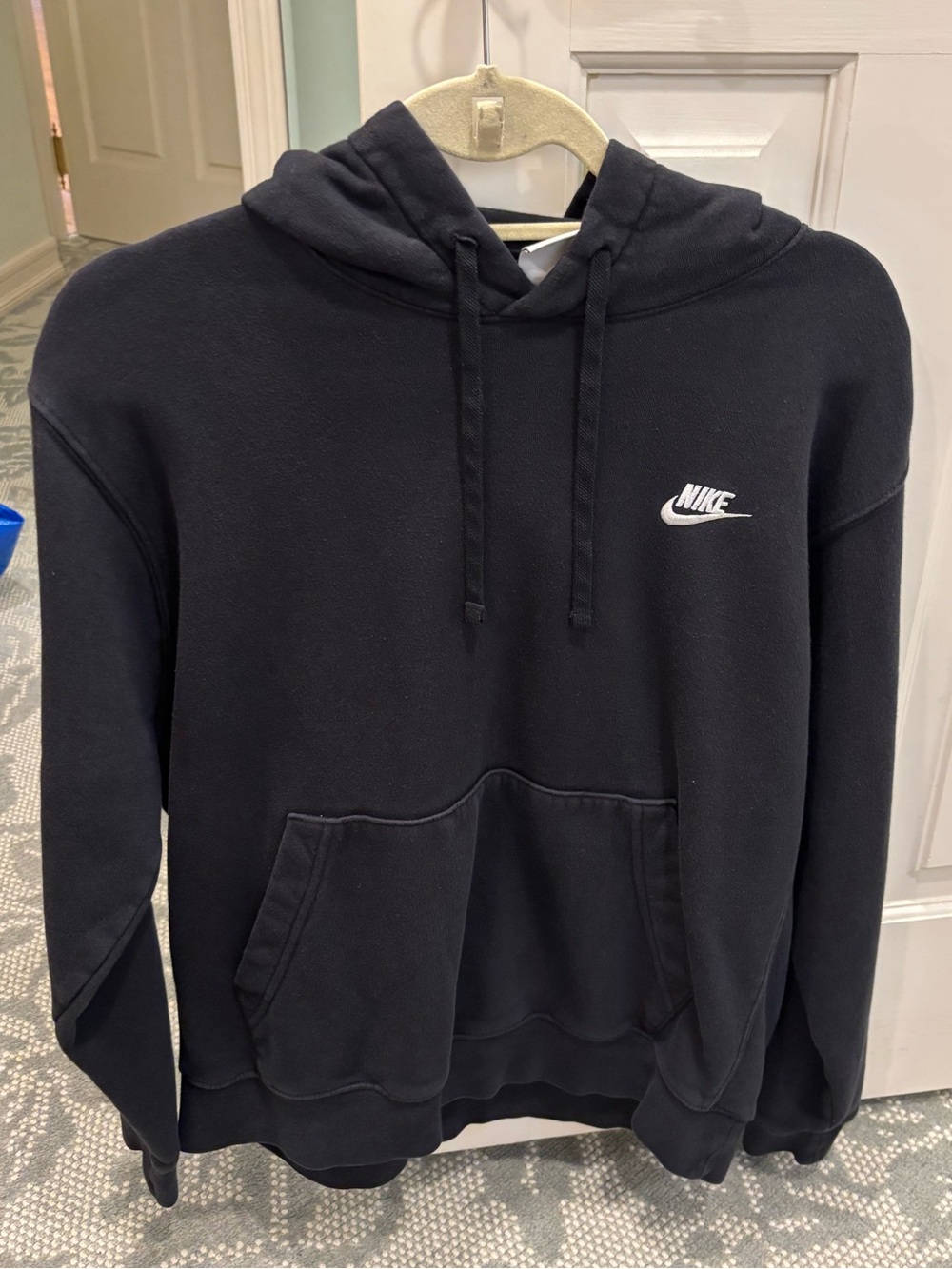 Nike Black Hooded Pullover with White Swoosh